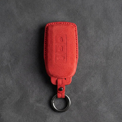 Mitsubishi Hand Stitched Alcantara Key Fob Cover Certical 3-button Red