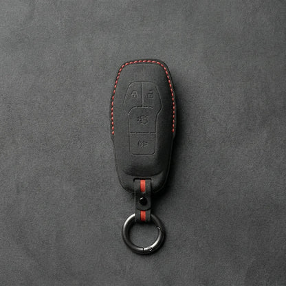 Mustang Hand - Stitched Alcantara Key Fob Cover – 4 - Button Shield - Dark charcoal