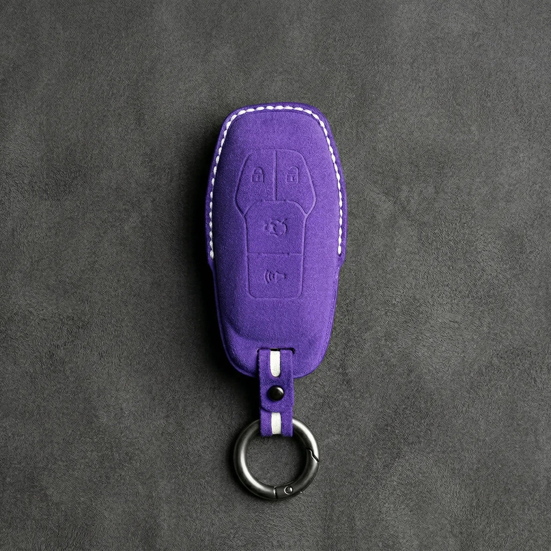 Mustang Hand - Stitched Alcantara Key Fob Cover – 4 - Button Shield - Dark purple