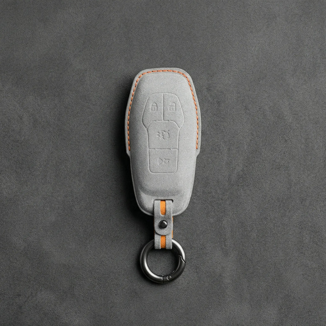 Mustang Hand - Stitched Alcantara Key Fob Cover – 4 - Button Shield - White