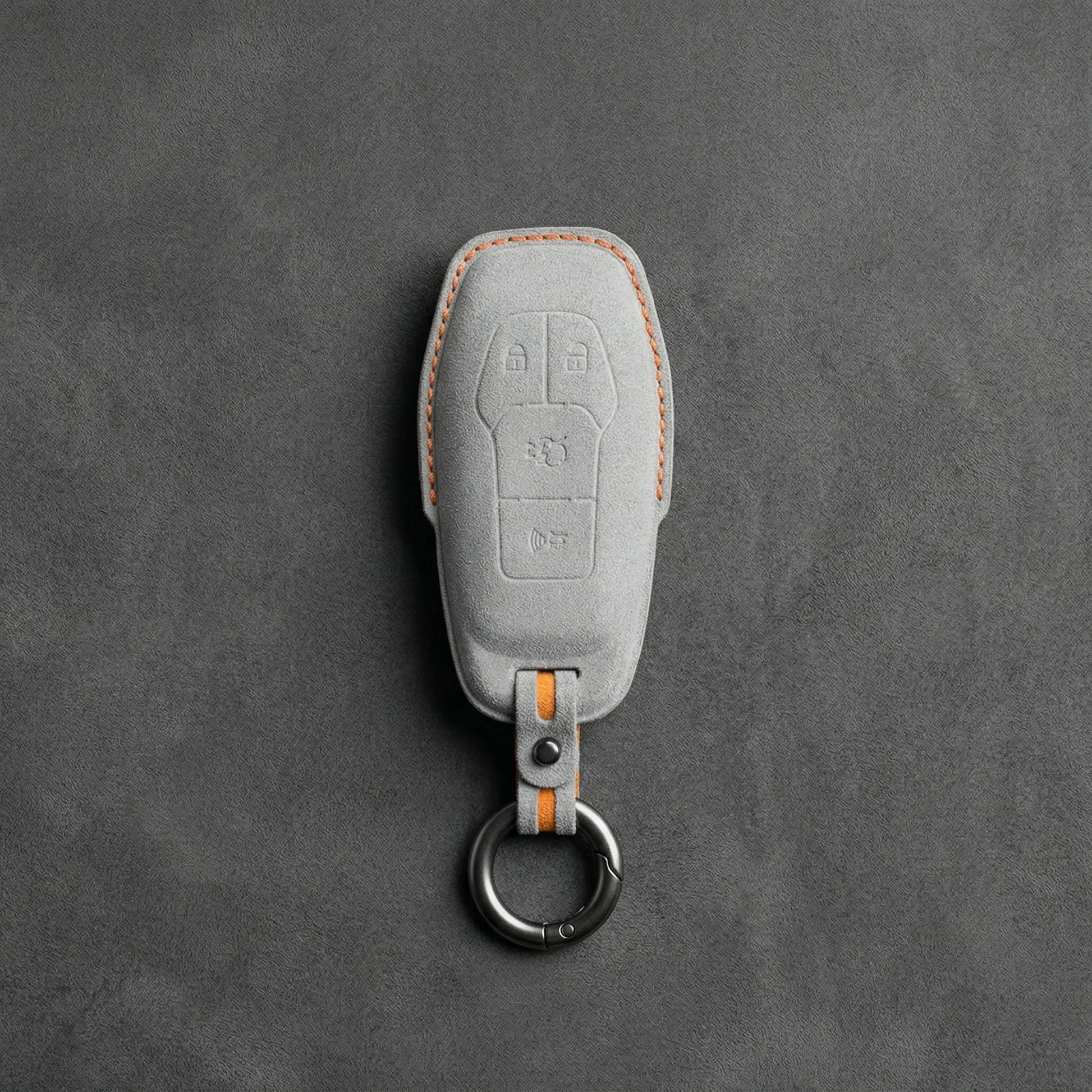 Mustang Hand - Stitched Alcantara Key Fob Cover – 4 - Button Shield - White