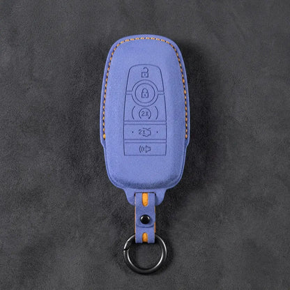Mustang Hand-Stitched Alcantara Key Fob Cover - Rectangular 5-Button