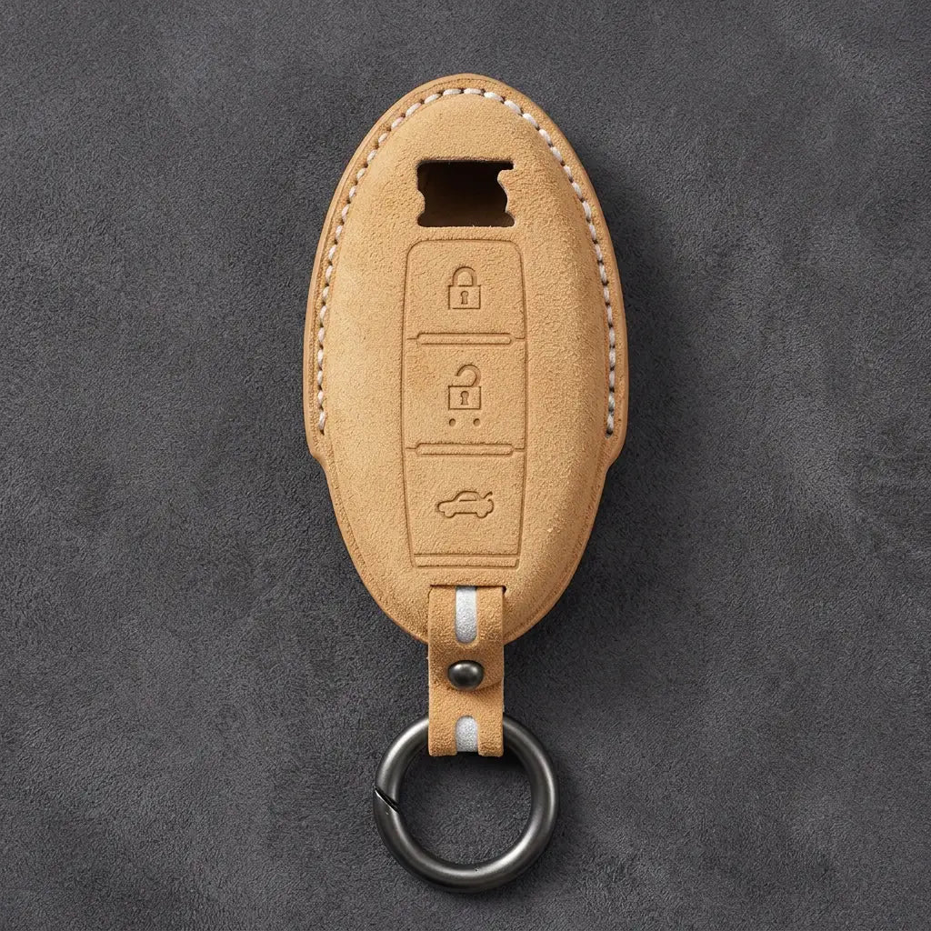 Nissan Hand-Stitched Alcantara Key Fob Cover – GT-R R35 - Soft Brown