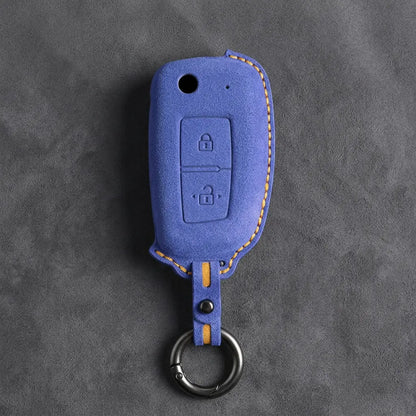 Nissan Hand-Stitched Alcantara Key Fob Cover – Modern 2-Button