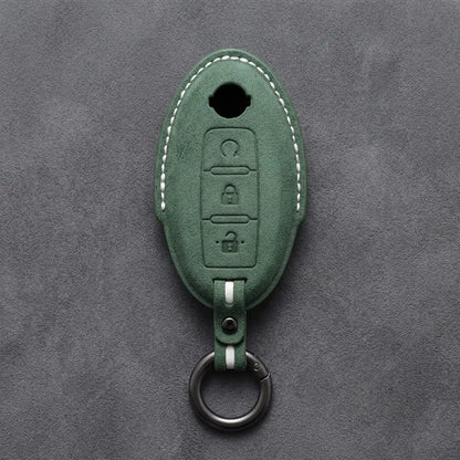 Nissan Hand-Stitched Alcantara Key Fob Cover – Oval Remote Start - Dark Green