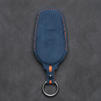 Nissan Hand-Stitched Alcantara Key Fob Cover – Smart Key 3-Button - Cobalt Blue