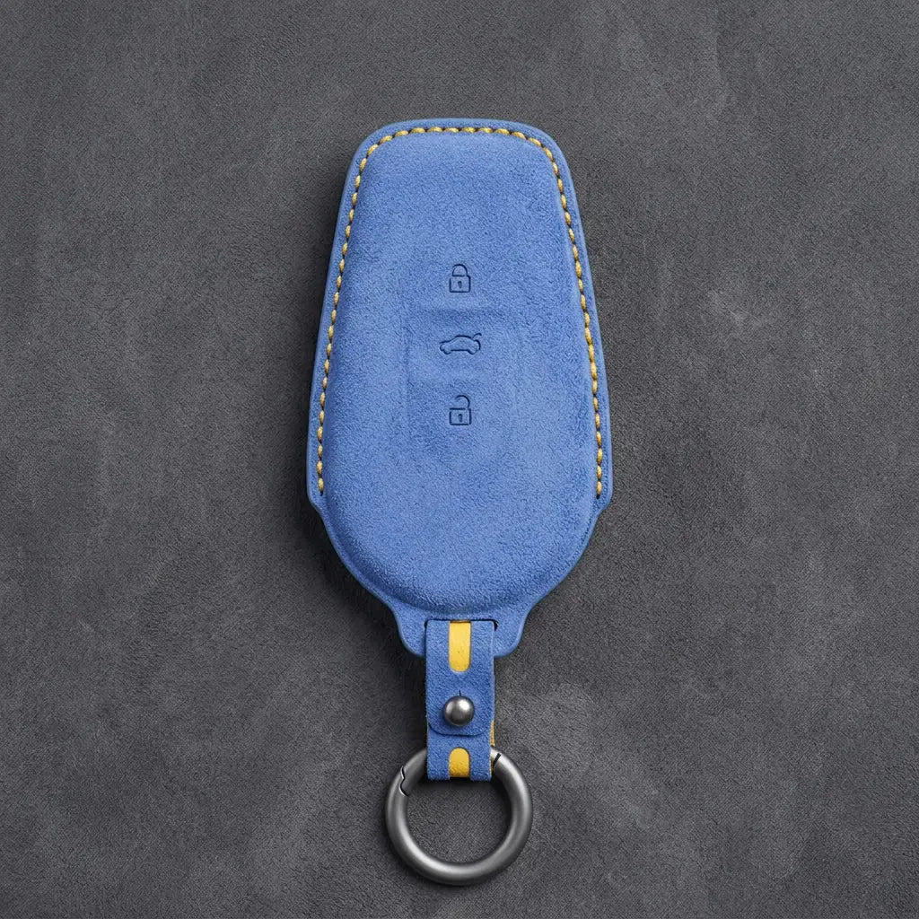 Nissan Hand-Stitched Alcantara Key Fob Cover – Smart Key 3-Button - Cornflower Blue
