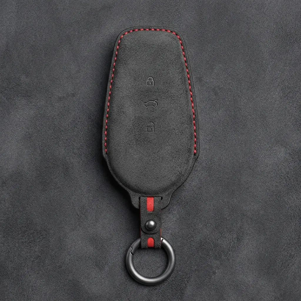 Nissan Hand-Stitched Alcantara Key Fob Cover – Smart Key 3-Button - Dark Charcoal