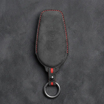 Nissan Hand-Stitched Alcantara Key Fob Cover – Smart Key 3-Button - Dark Charcoal