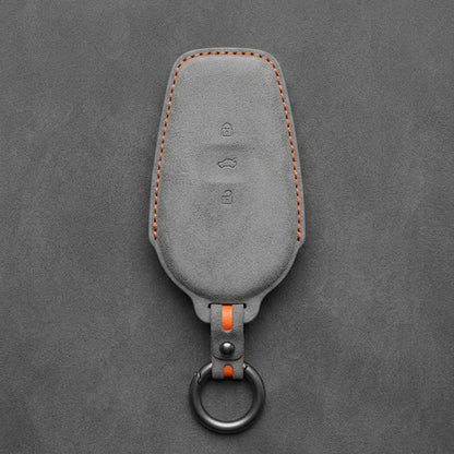 Nissan Hand-Stitched Alcantara Key Fob Cover – Smart Key 3-Button - Dark Gray