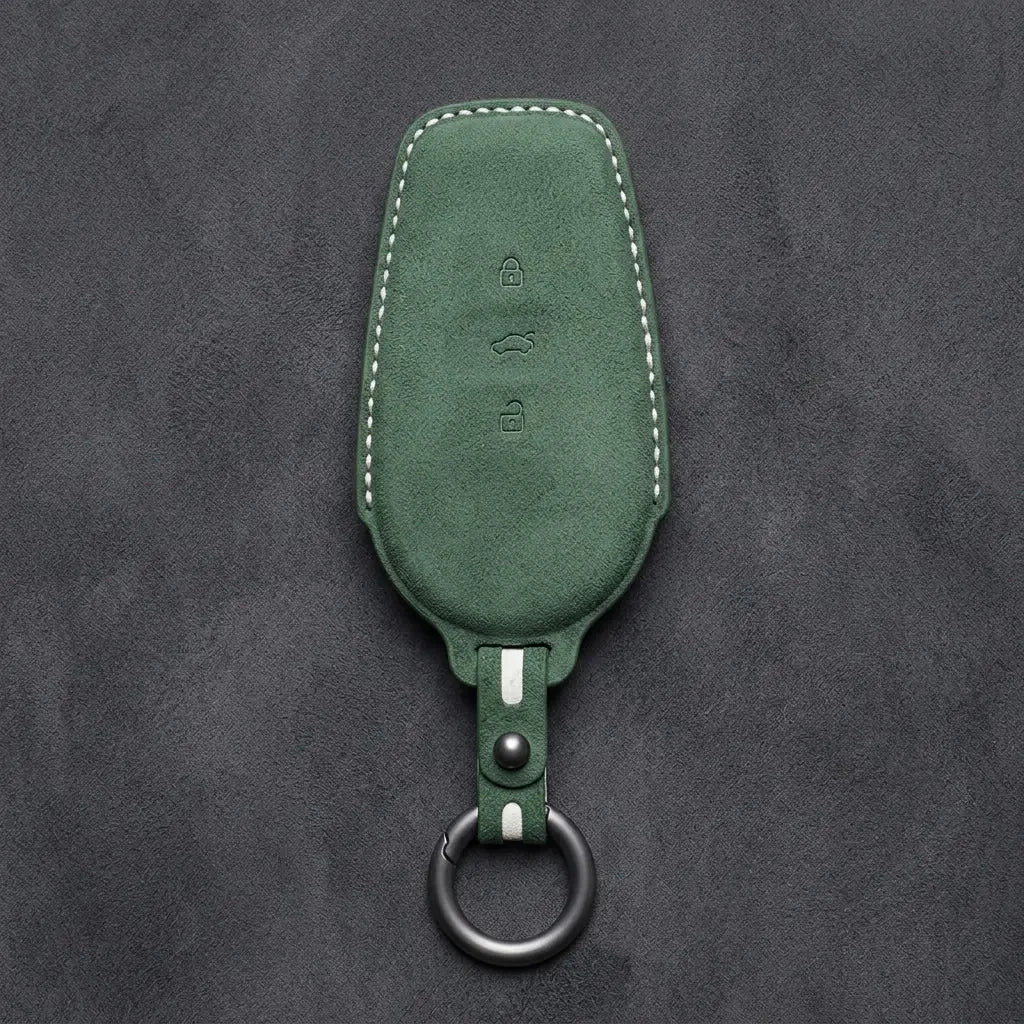 Nissan Hand-Stitched Alcantara Key Fob Cover – Smart Key 3-Button - Dark Green