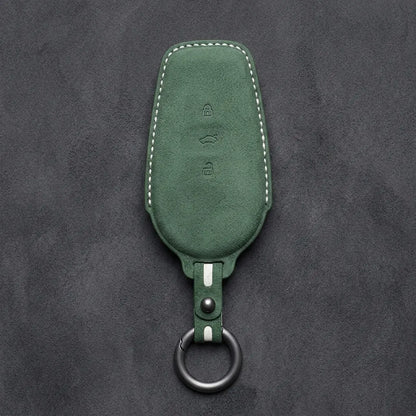 Nissan Hand-Stitched Alcantara Key Fob Cover – Smart Key 3-Button - Dark Green