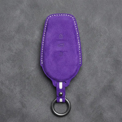 Nissan Hand-Stitched Alcantara Key Fob Cover – Smart Key 3-Button - Dark Purple