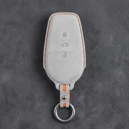 Nissan Hand-Stitched Alcantara Key Fob Cover – Smart Key 3-Button - White