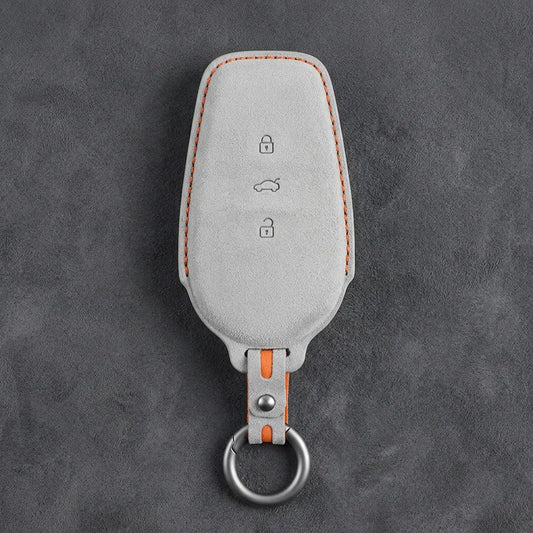 Nissan Hand-Stitched Alcantara Key Fob Cover – Smart Key 3-Button - White