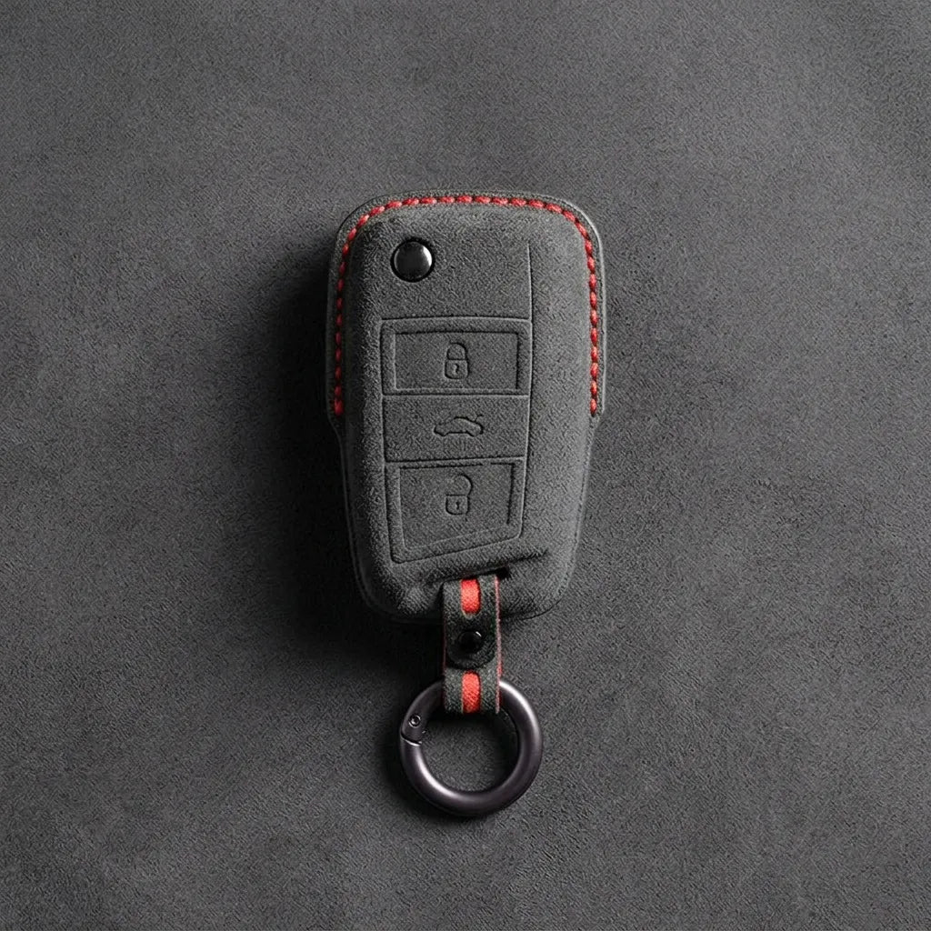 Opel Hand - Stitched Alcantara Key Fob Cover – Geometric Flip Key 3 - Button - Dark charcoal