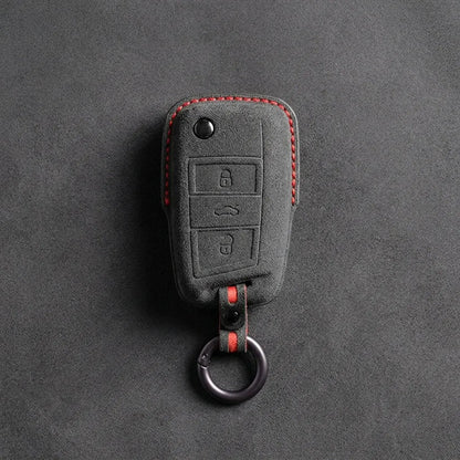 Opel Hand - Stitched Alcantara Key Fob Cover – Geometric Flip Key 3 - Button - Dark charcoal