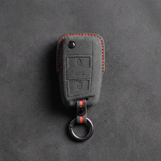Opel Hand - Stitched Alcantara Key Fob Cover – Geometric Flip Key 3 - Button - Dark charcoal