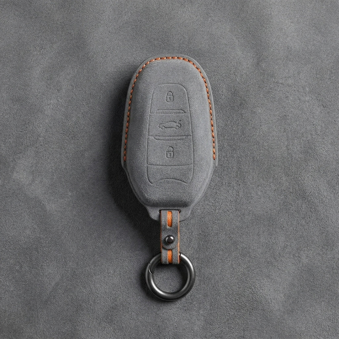 Opel Hand - Stitched Alcantara Key Fob Cover – Shield Smart Key 3 - Button - Dark gray