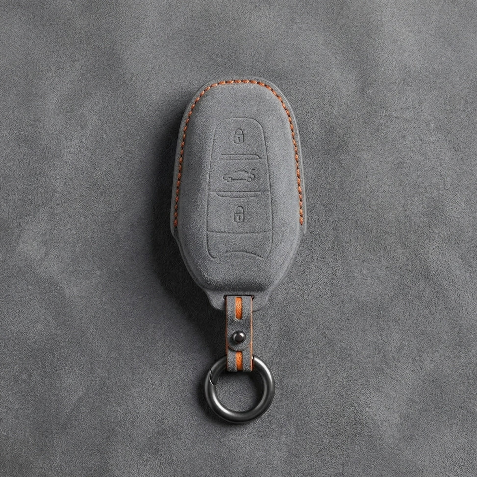 Opel Hand - Stitched Alcantara Key Fob Cover – Shield Smart Key 3 - Button - Dark gray