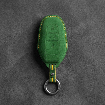 Opel Hand - Stitched Alcantara Key Fob Cover – Shield Smart Key 3 - Button - Grass green