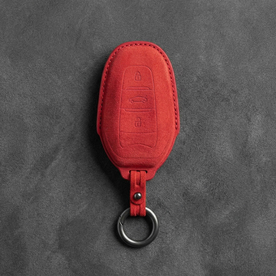Opel Hand - Stitched Alcantara Key Fob Cover – Shield Smart Key 3 - Button - Red