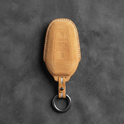 Opel Hand - Stitched Alcantara Key Fob Cover – Shield Smart Key 3 - Button - Soft brown