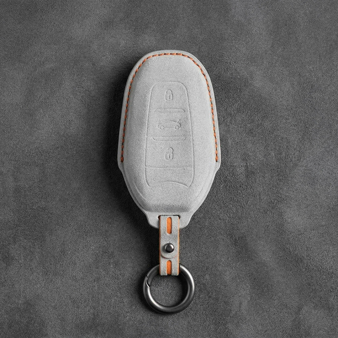 Opel Hand - Stitched Alcantara Key Fob Cover – Shield Smart Key 3 - Button - White