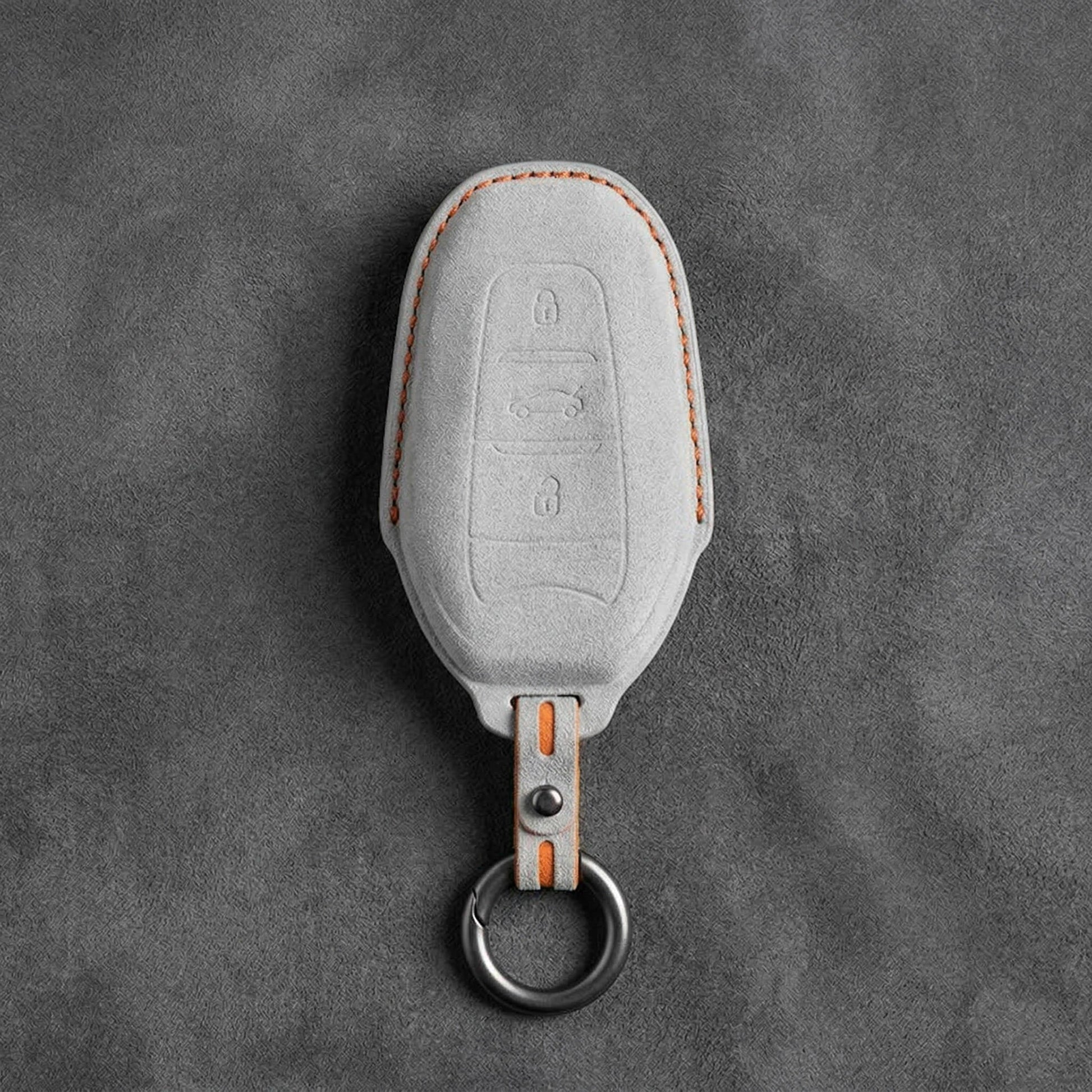 Opel Hand - Stitched Alcantara Key Fob Cover – Shield Smart Key 3 - Button - White