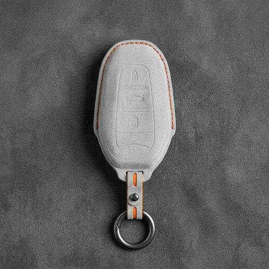 Opel Hand - Stitched Alcantara Key Fob Cover – Shield Smart Key 3 - Button - White