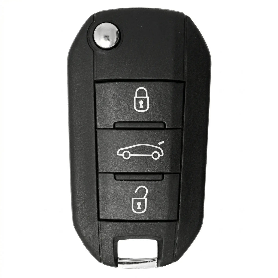 Peugeot Hand - Stitched Alcantara Key Fob Cover - Angular Flip Key 3 - Button - Dark charcoal