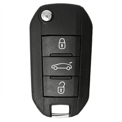 Peugeot Hand - Stitched Alcantara Key Fob Cover - Angular Flip Key 3 - Button - Dark charcoal