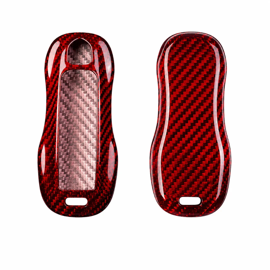 Porsche Carbon Key Fob Cover Signature Car Shape Red