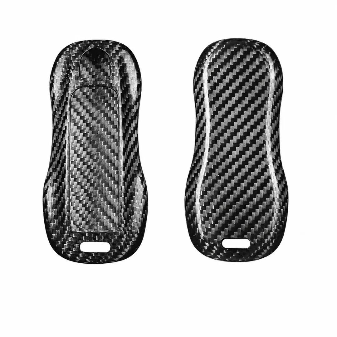 Porsche Carbon Key Fob Cover Signature Car Shape Silver