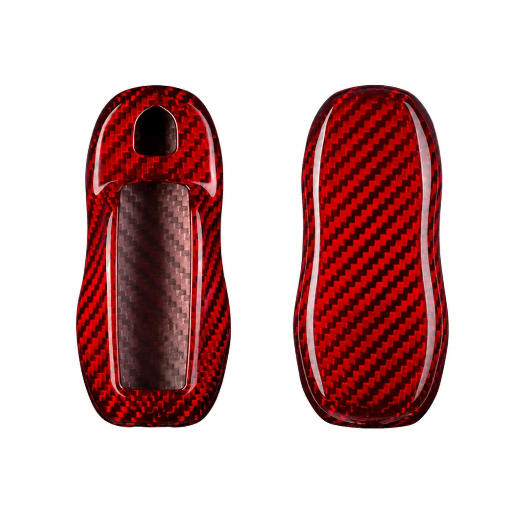 Porsche Carbon Key Fob Cover Classic Car Shape Red