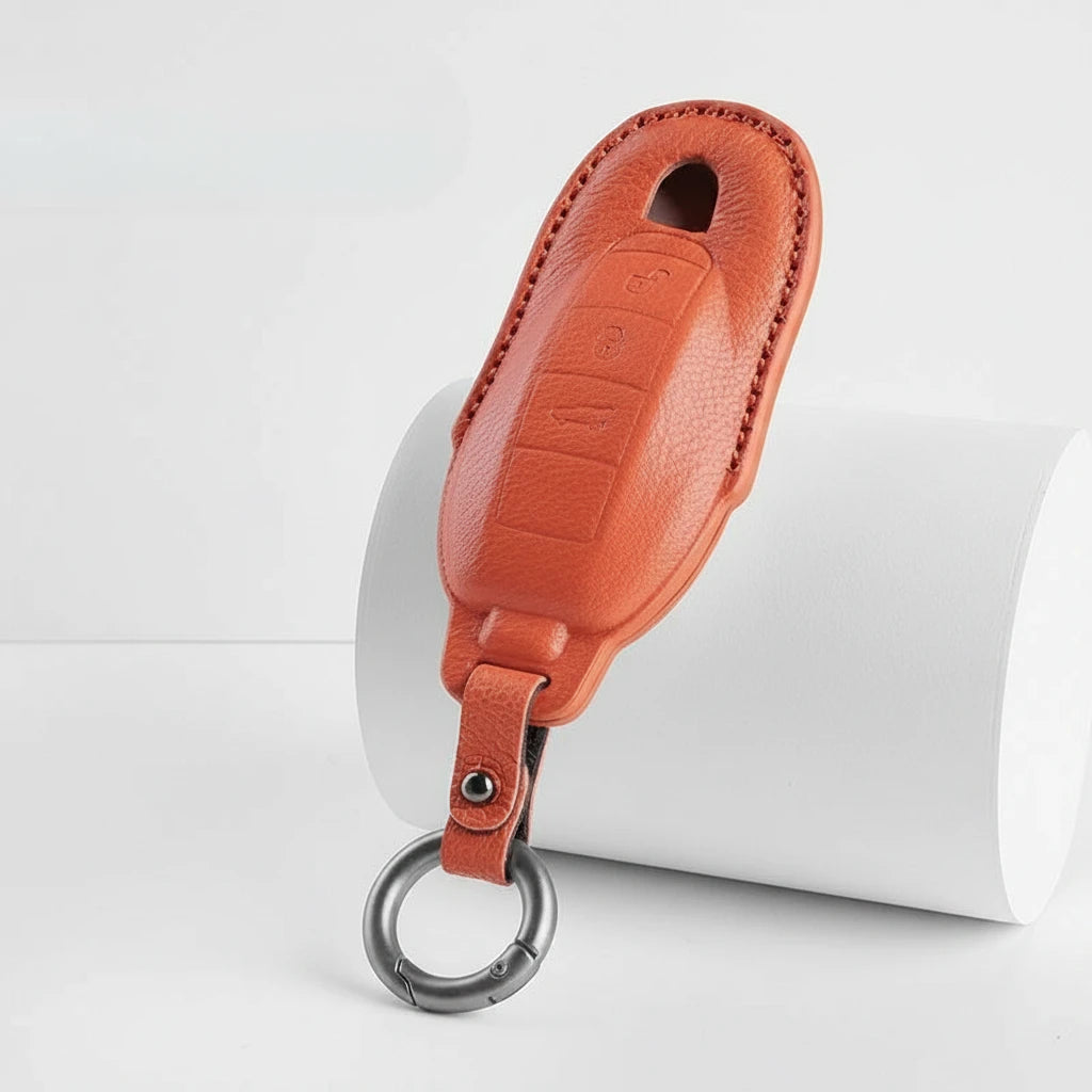 Porsche Goatskin Key Fob Cover - Classic Car-Shape - Brown