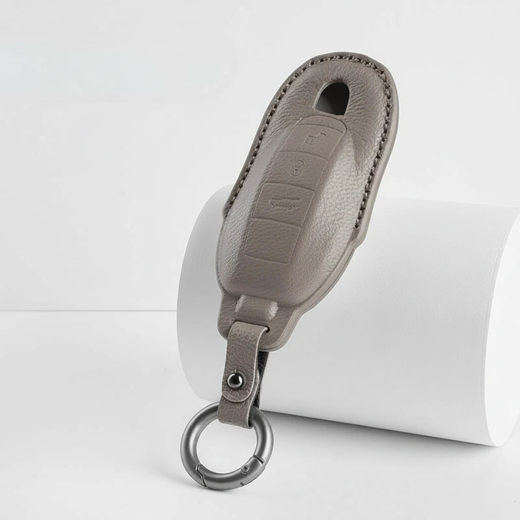 Porsche Goatskin Key Fob Cover - Classic Car-Shape - Gray
