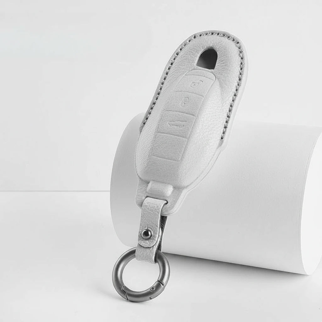 Porsche Goatskin Key Fob Cover - Classic Car-Shape - White