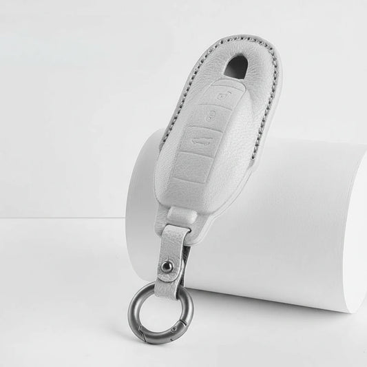 Porsche Goatskin Key Fob Cover - Classic Car-Shape - White