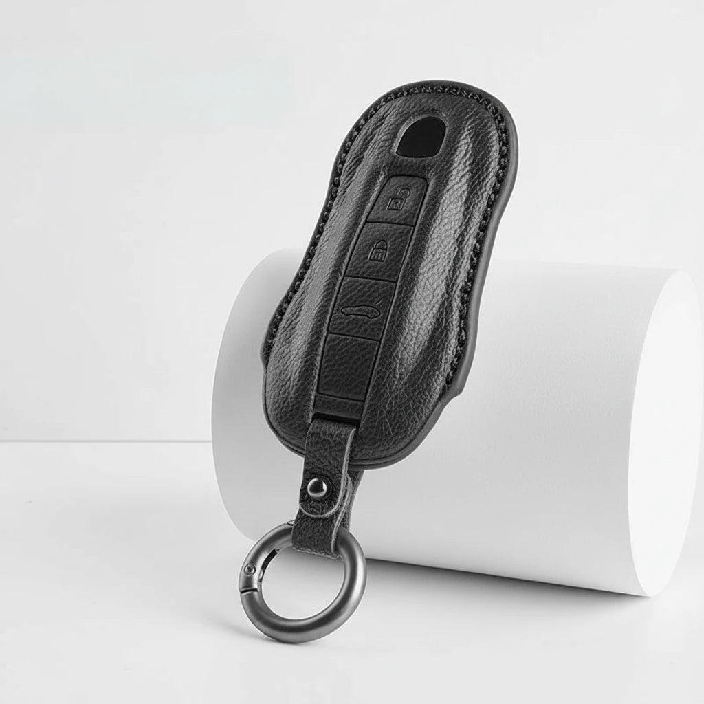 Porsche Goatskin Key Fob Cover - Signature Car-Shape - Black