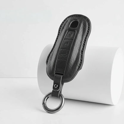Porsche Goatskin Key Fob Cover - Signature Car-Shape - Black