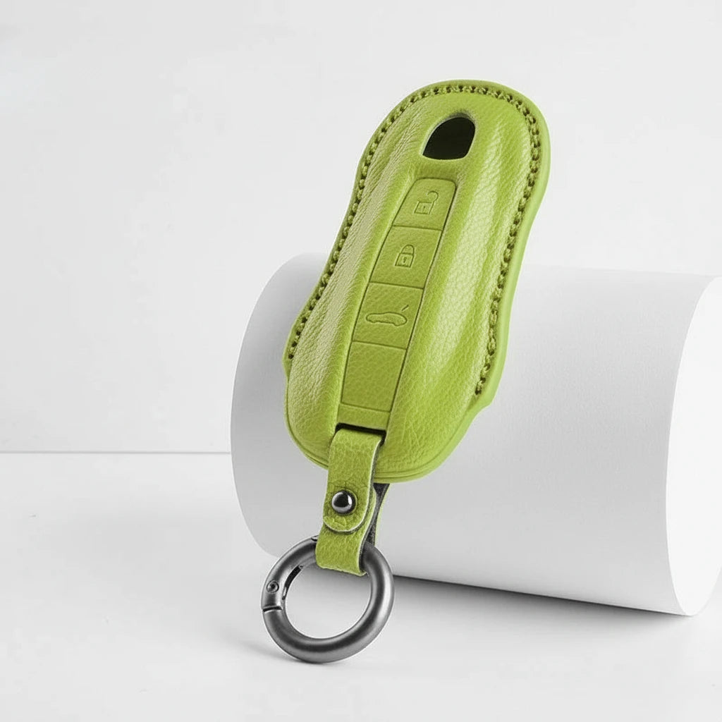 Porsche Goatskin Key Fob Cover - Signature Car-Shape - Green
