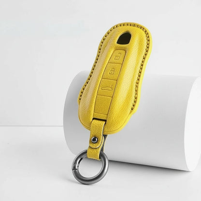 Porsche Goatskin Key Fob Cover - Signature Car-Shape - Yellow