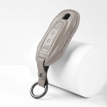 Porsche Goatskin Key Fob Cover - Slimline Car-Shape - Gray
