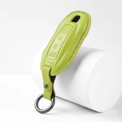 Porsche Goatskin Key Fob Cover - Slimline Car-Shape - Green