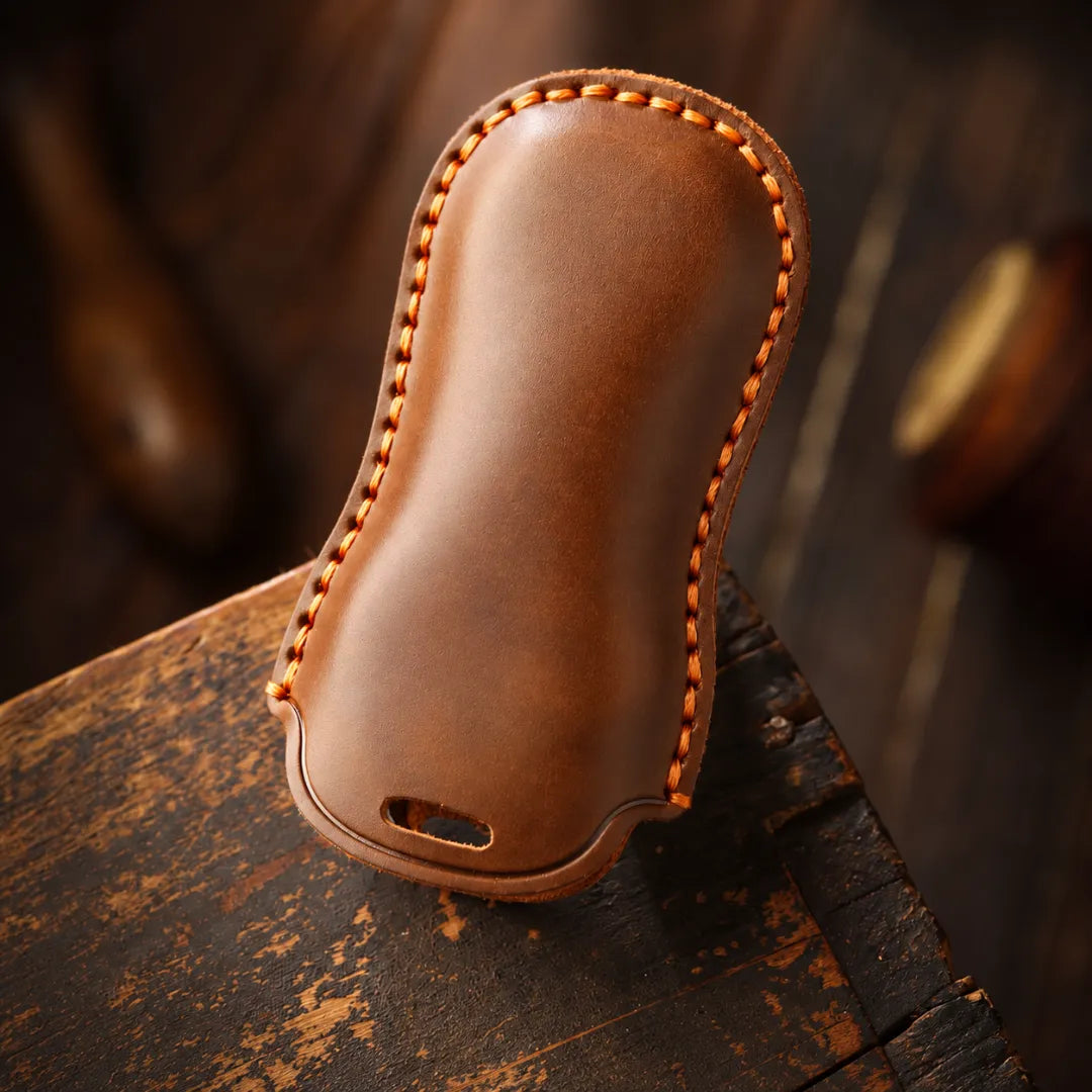 Porsche Hand-Crafted Leather Key Fob Cover - Classic Car-Shape - Back Side