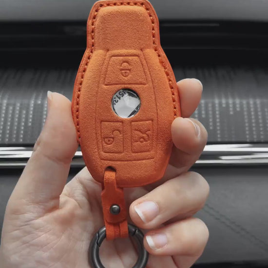 Mercedes Benz Alcantara Key Fob Cover 3-button Classic Dark Charcoal Video
