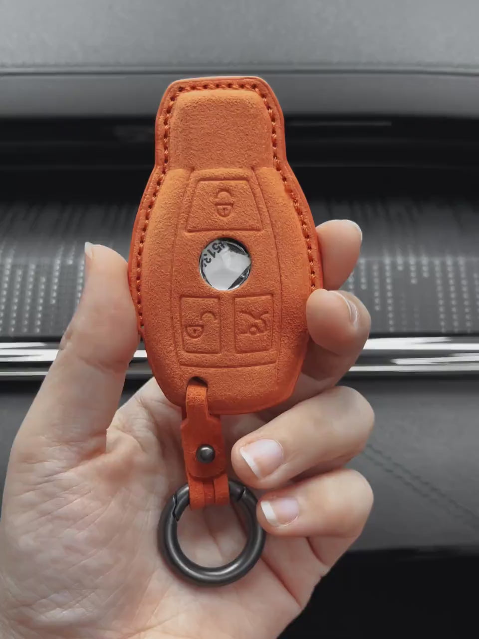 Mercedes Benz Alcantara Key Fob Cover 3-button Classic Dark Charcoal Video