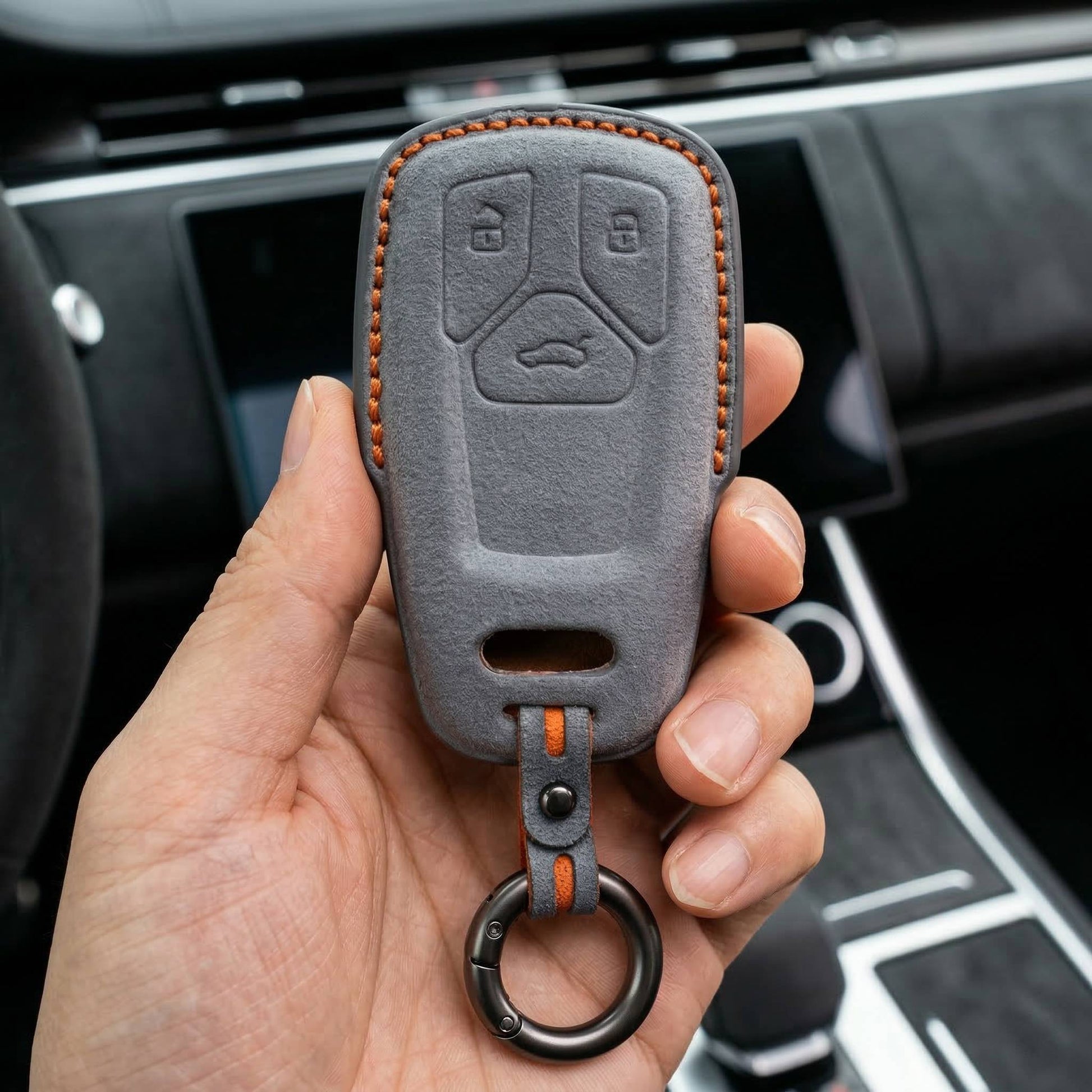 Audi Hand Stitched Alcantara Key Fob Cover Geometric 3-button Smart Fob Video