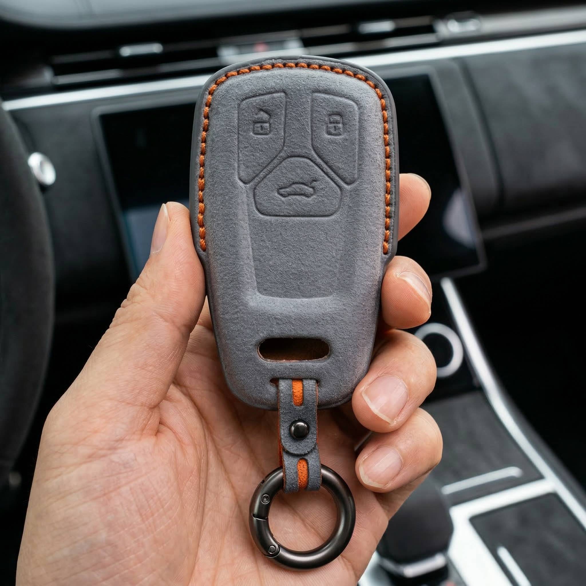 Audi Hand Stitched Alcantara Key Fob Cover Geometric 3-button Smart Fob Video